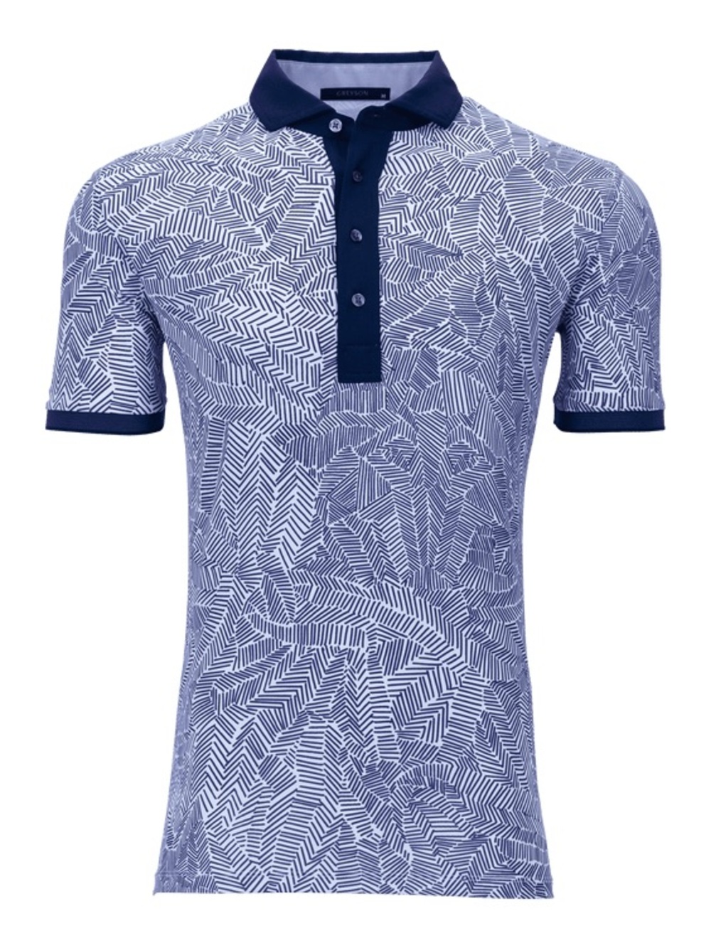 Greyson Navy and White Geometric Print Polo